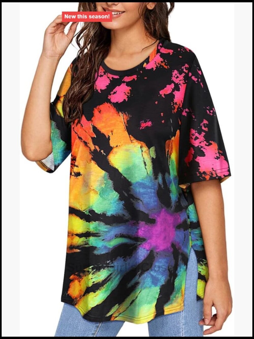 Plus Size Distressed Oversized T-Shirt Short Sleeve Crewneck